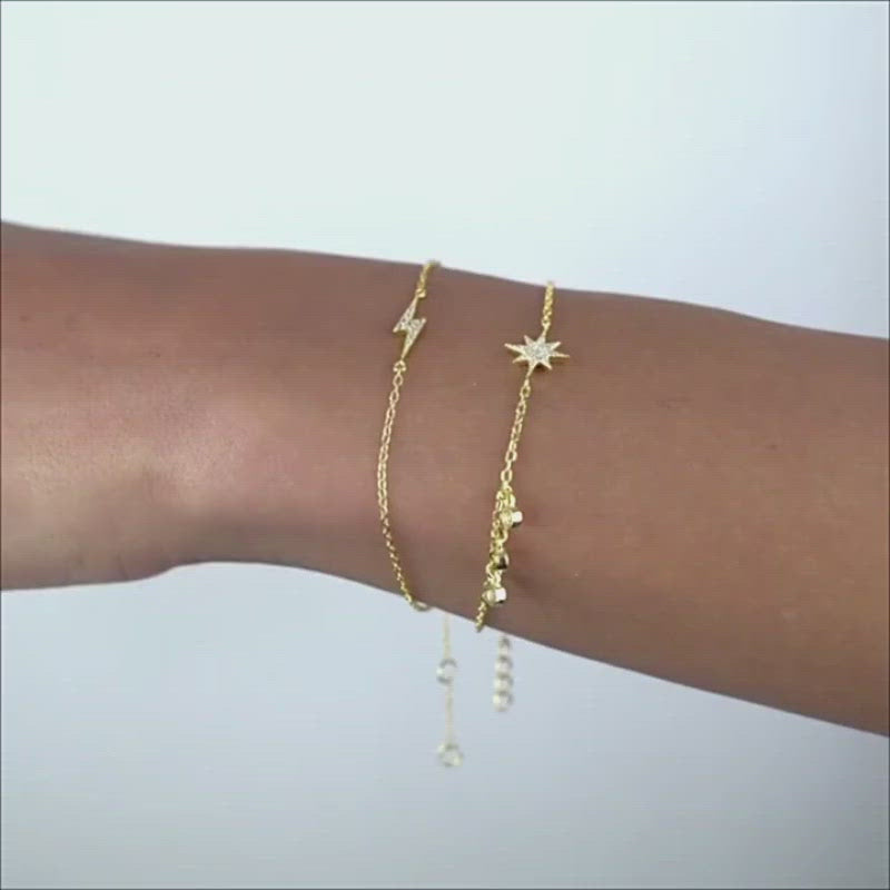 A video showing the Lightning Bolt Gold CZ Bracelet.