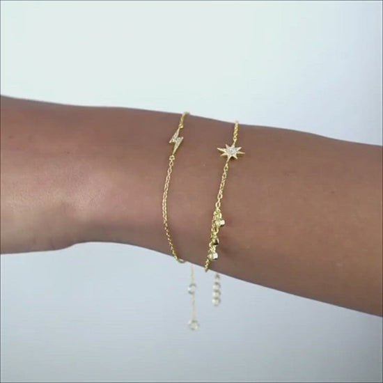 A video showing the Lightning Bolt Gold CZ Bracelet.