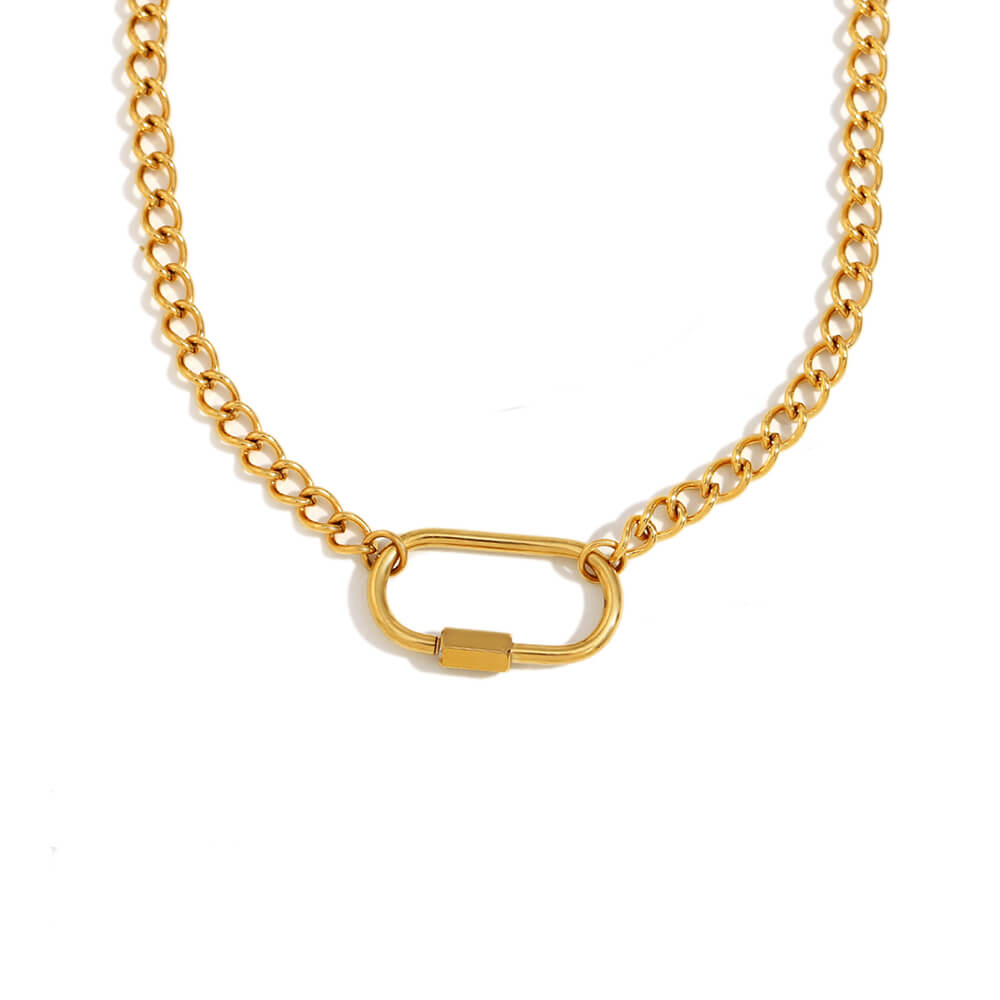 Carabiner Gold Chain Necklace.