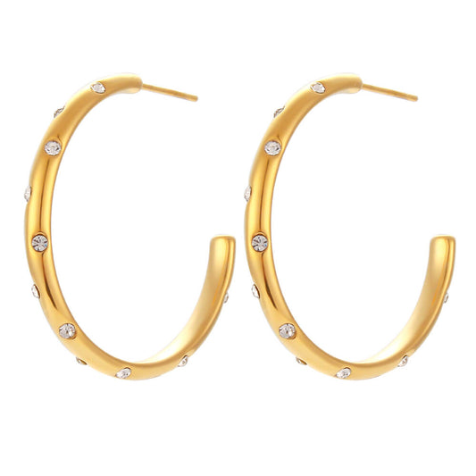 Clear CZ Galaxy Gold Hoops.