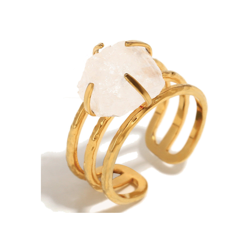 Raw Crystal Gold Ring.