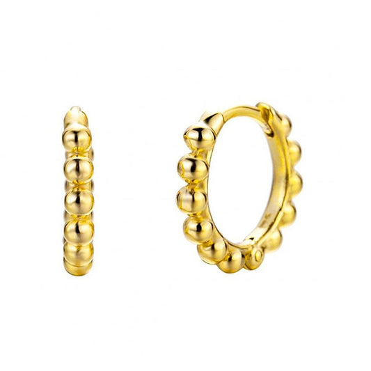 Tiny gold Beaded Huggies.