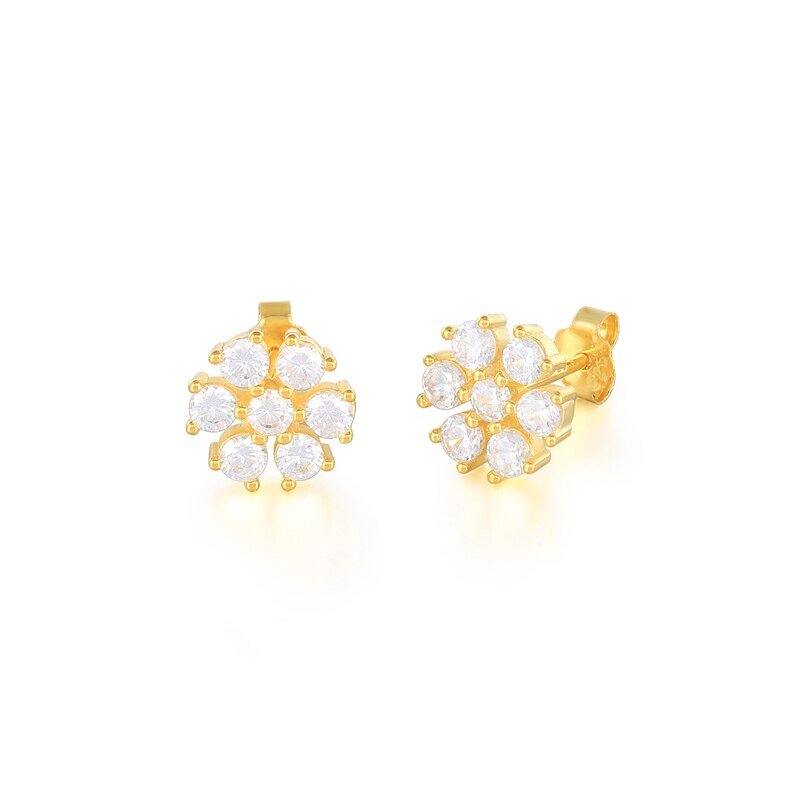 White CZ Flower Studs.