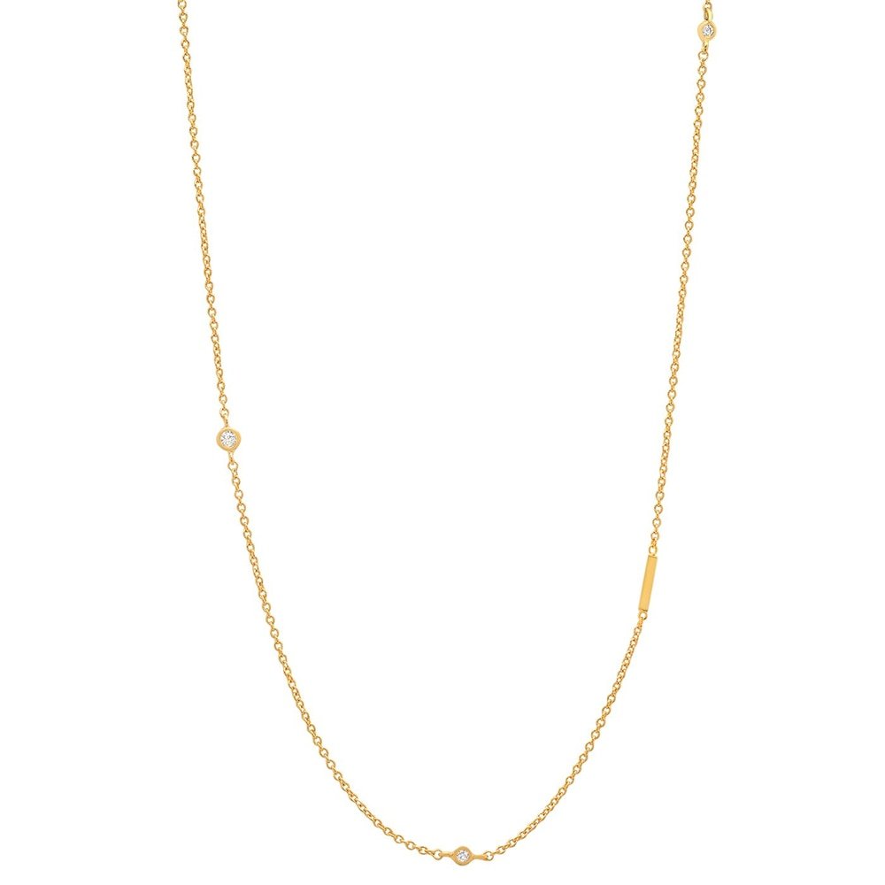 Gold Monogram CZ Necklace letter I.