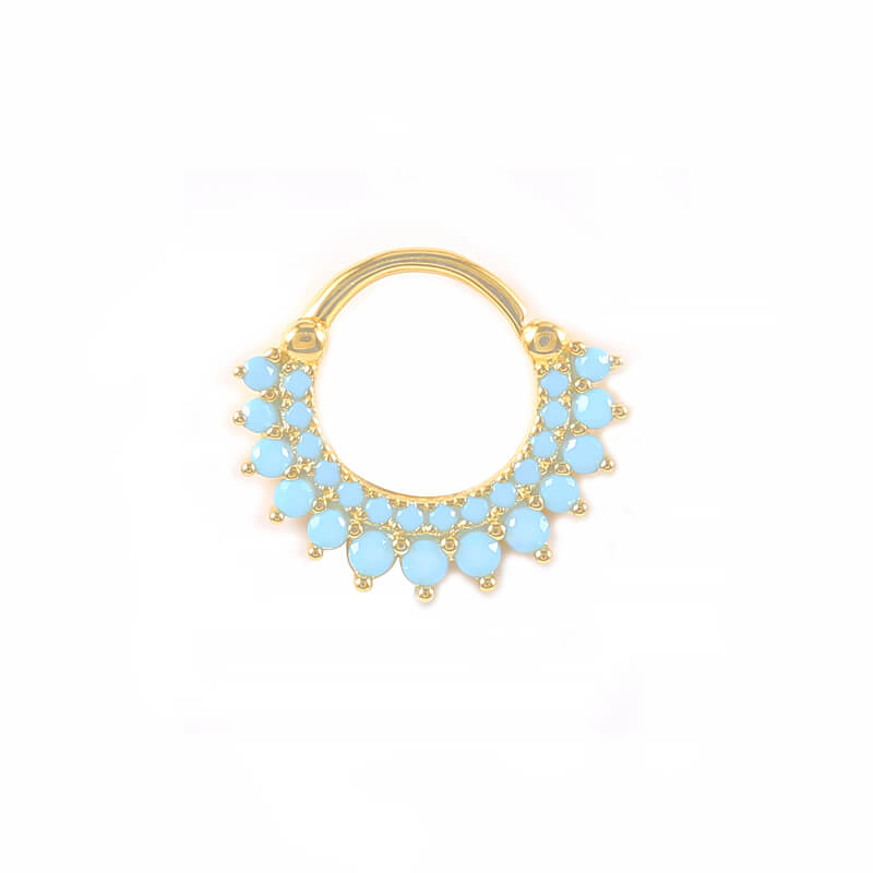 Sadiki CZ Crown Cartilage Hoop in Turquoise.