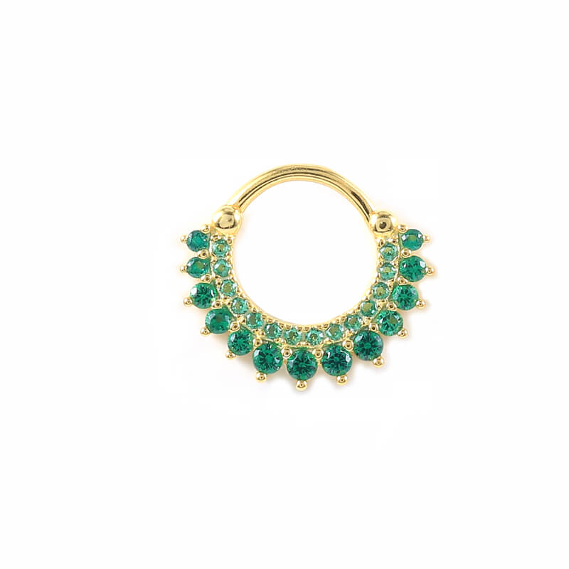 Sadiki CZ Crown Cartilage Hoop in Green.