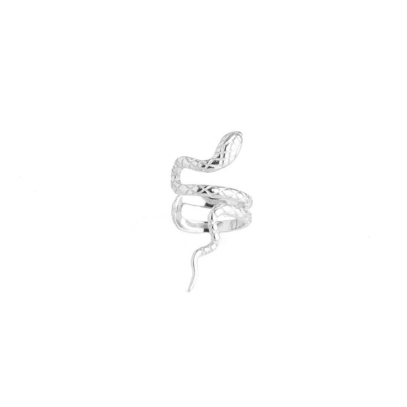 Right Serpent Ear Cuff in silver.
