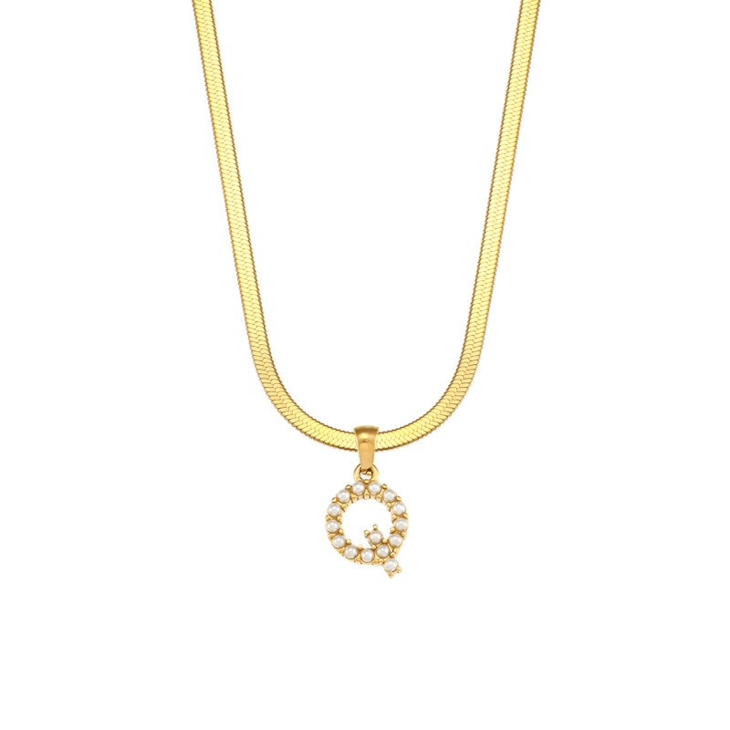 Letter Q Pearl Initial Necklace