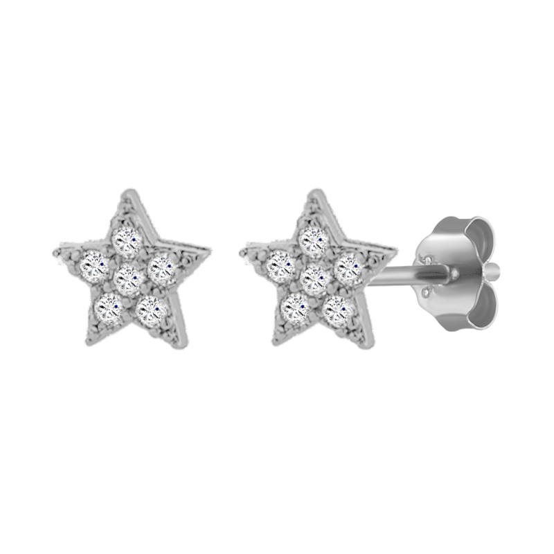 Teeny Star Studs in silver.