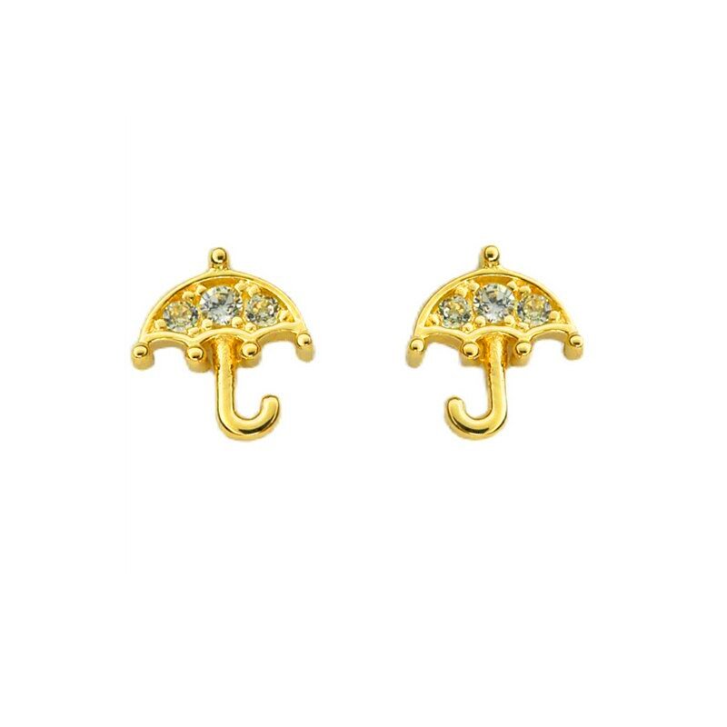 Gold Tiny CZ Umbrella Studs.