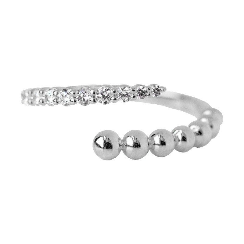 Silver wrap ring with CZ stones.