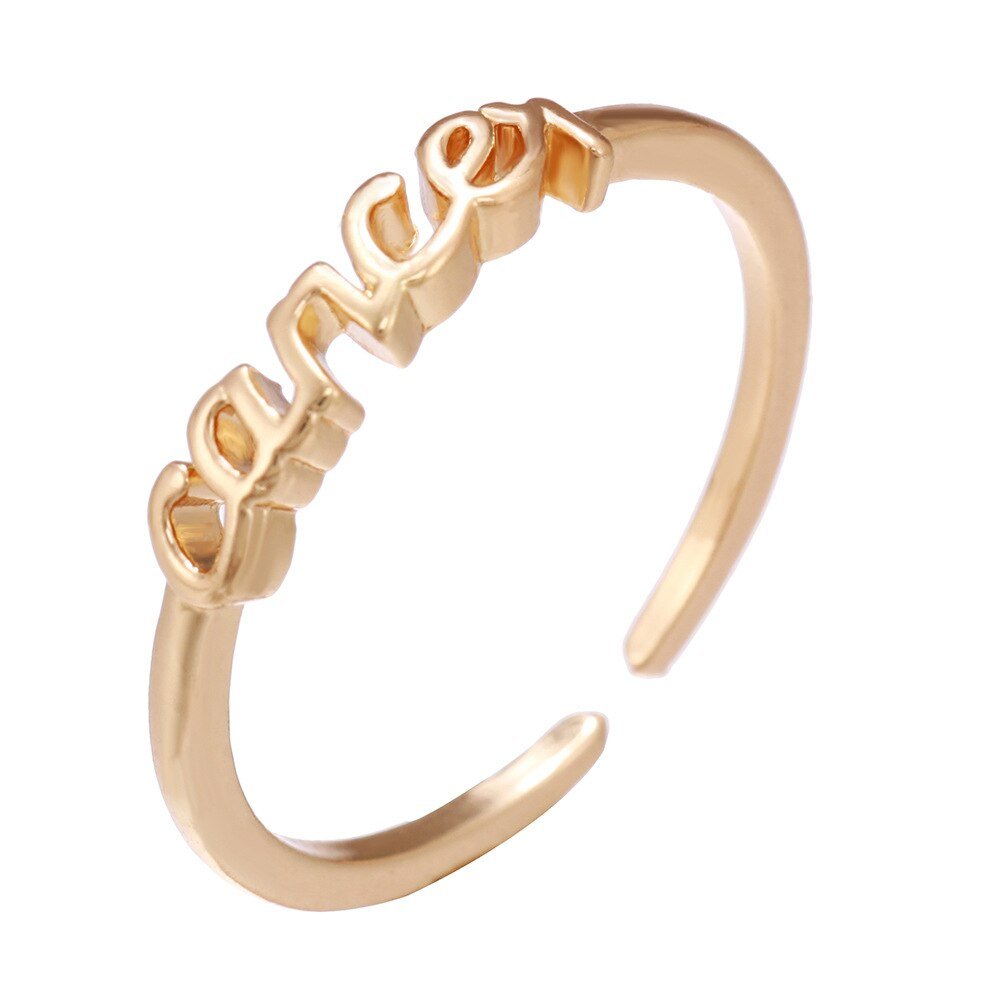Cancer Zodiac Name Ring in Gold.